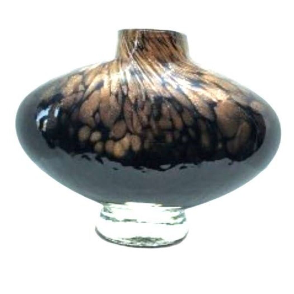 Art Glass Bud Vase with Beautiful Gold Sparkle Tone on Brown Background~Vintage~